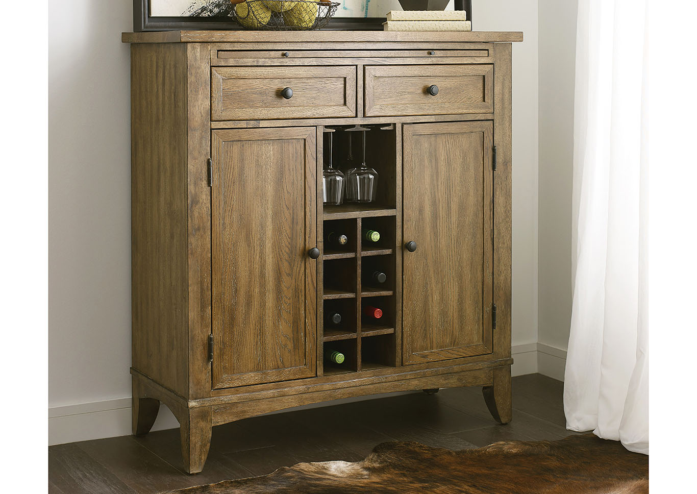 The Nook Brushed Oak Wine Server,Kincaid