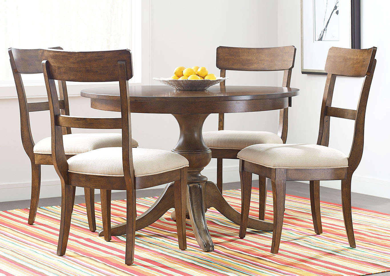 The Nook Hewned Maple Round Dining Set w/4 Side Chairs,Kincaid