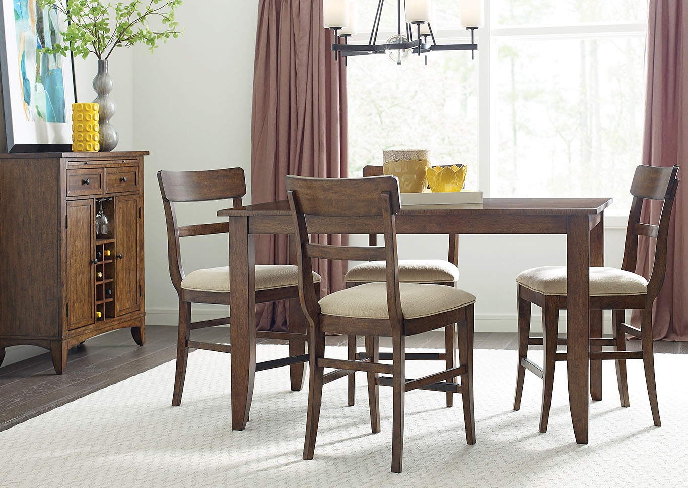 The Nook Hewned Maple Counter Height Dining Set w/4 Counter Chairs,Kincaid