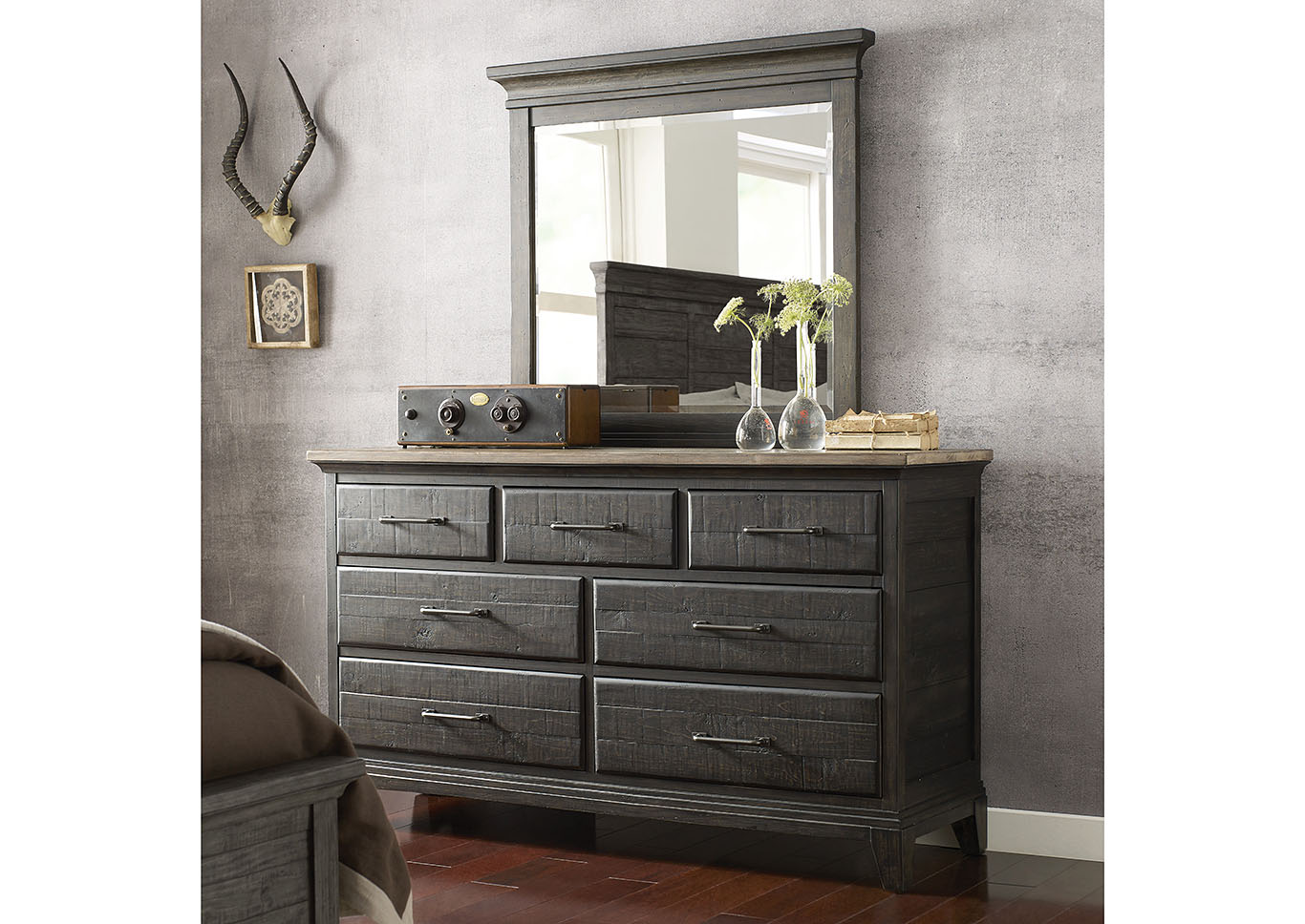 Jessup Charcoal Dresser & Mirror,Kincaid