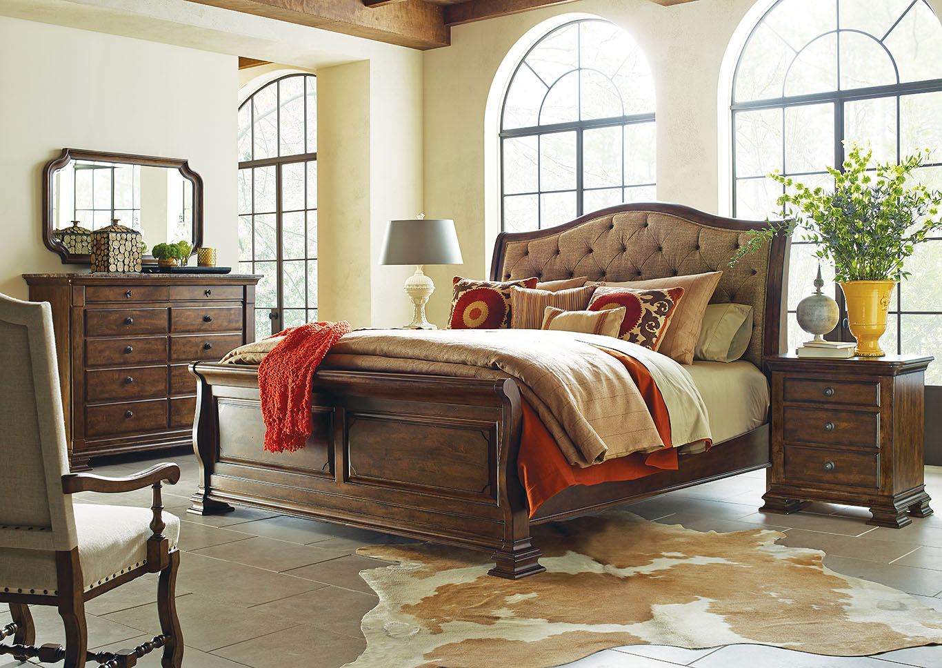 Portolone Truffle Marble Top Bureau w/Mirror,Kincaid