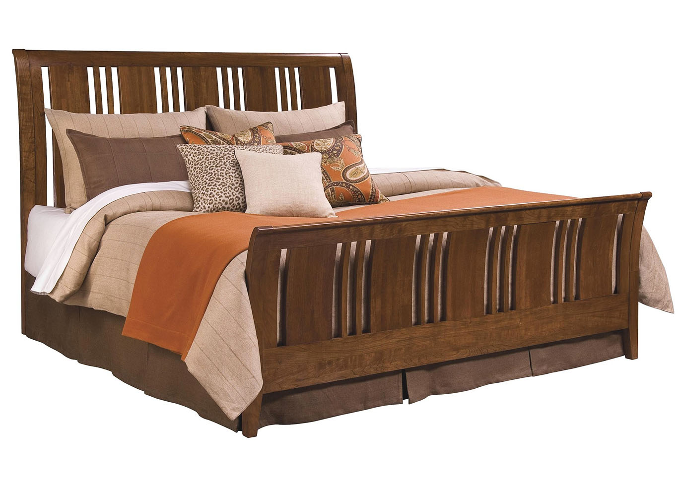 Cherry Park Natural Cherry King Sleigh Bed,Kincaid