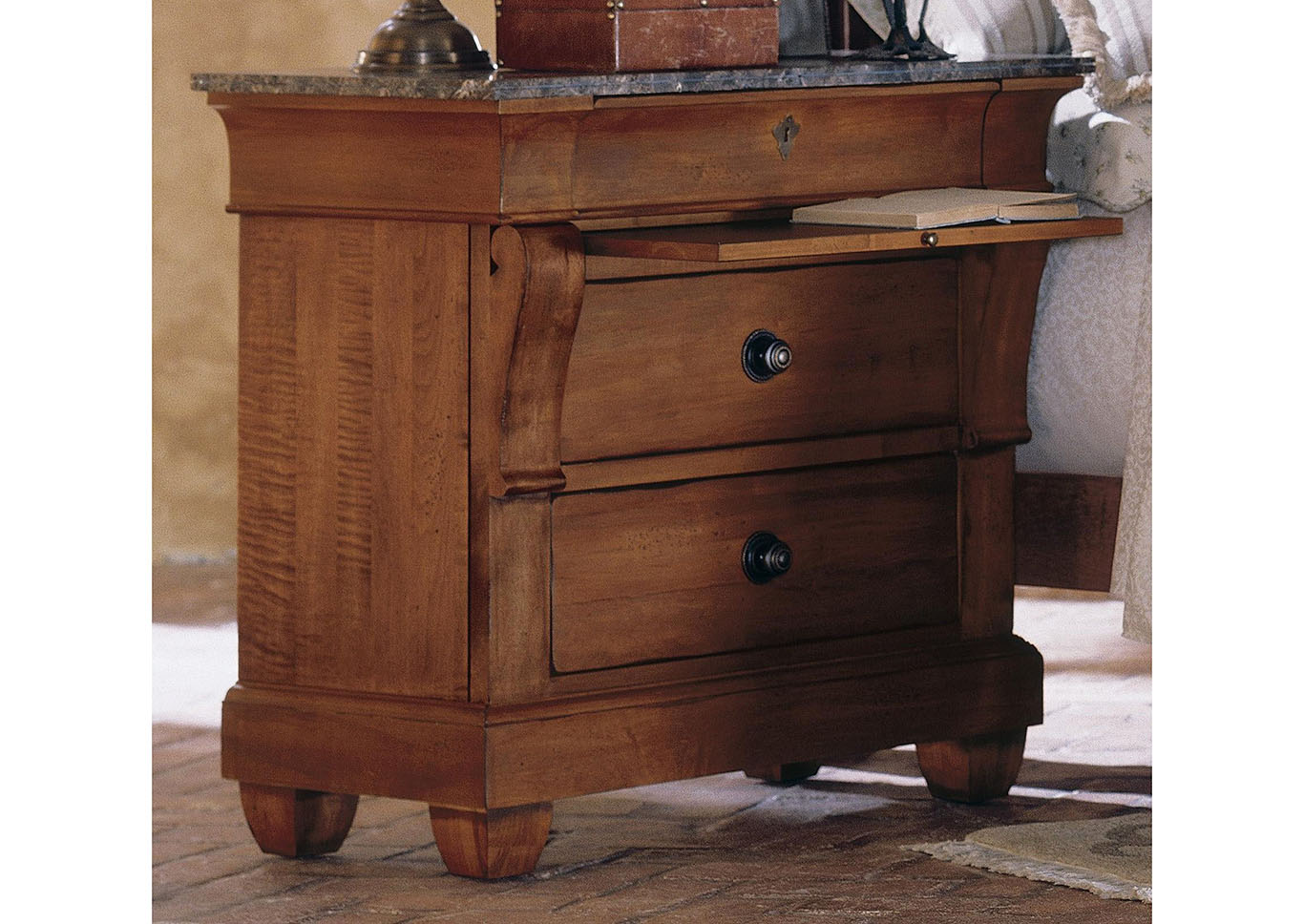 Tuscano Old World Bedside Chest w/Marble Top,Kincaid