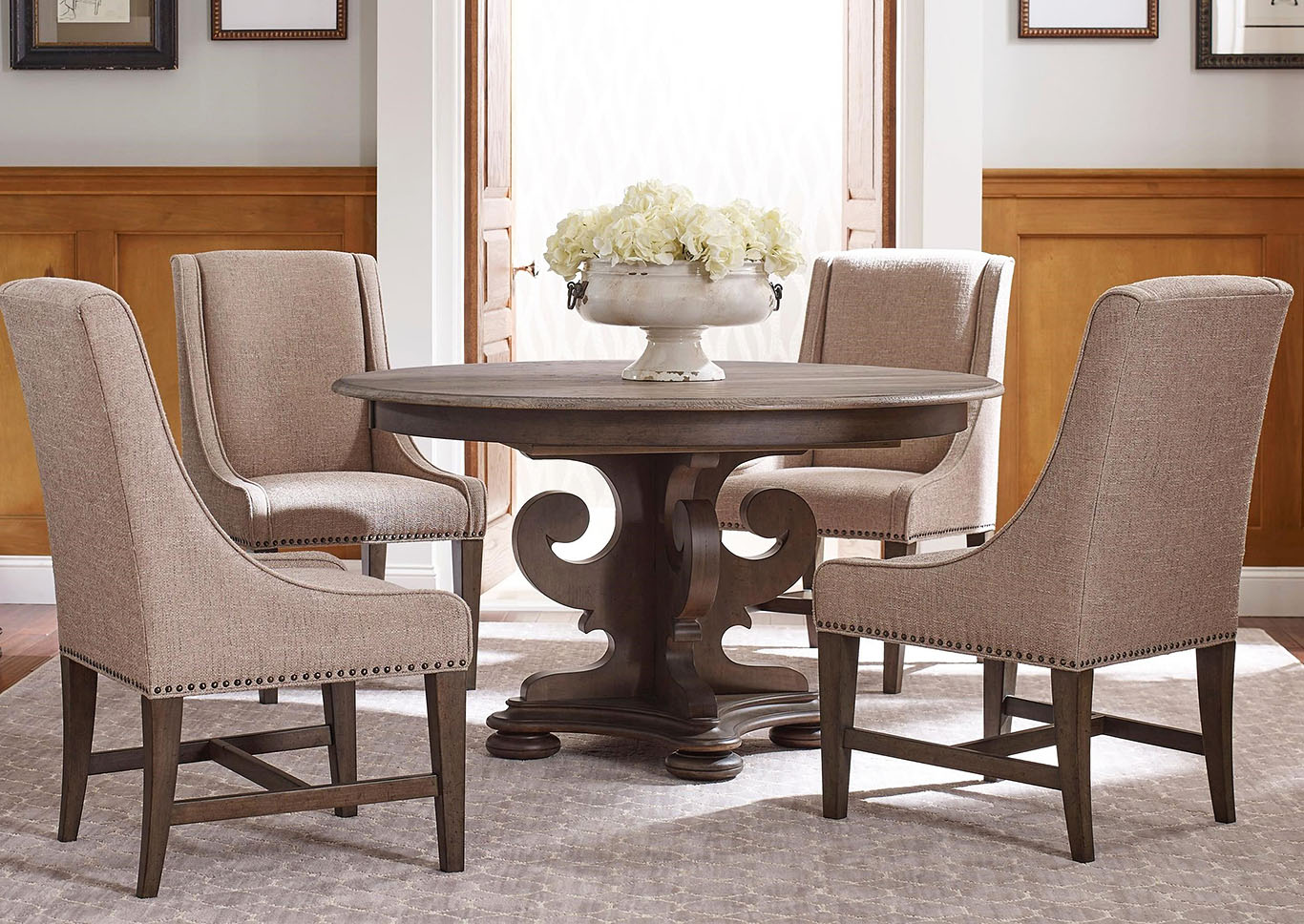 Greyson Greystone Round Dining Set W 4 Host Chairs Penland S Furniture