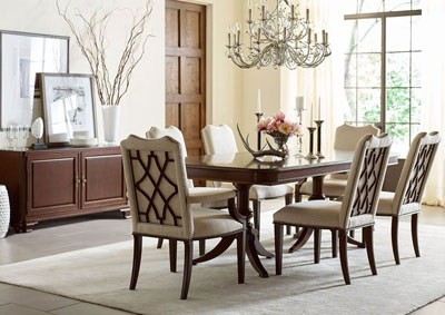 Hadleigh Classic Cherry Dining Set w/4 Upholstered Side Chairs & 2 Upholstered Arm Chairs