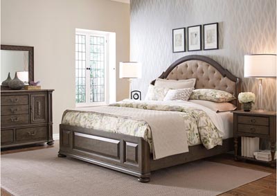 Image for Radford Greystone Upholstered Shelter Queen Bed w/Dresser & Mirror