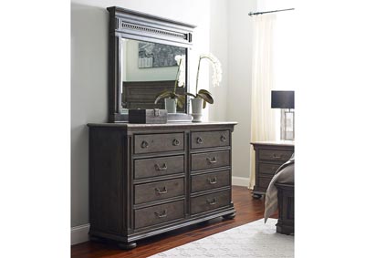 Image for Austin Fossil Oak/Greystone Eight Drawer Dresser & Mirror