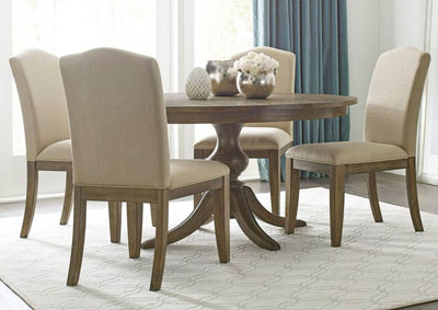 Image for The Nook Brushed Oak 44" Table Dining Set w/4 Upholstered Chairs