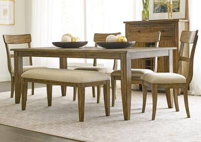 Image for The Nook Brushed Oak Dining Set w/4 Side Chairs & Bench