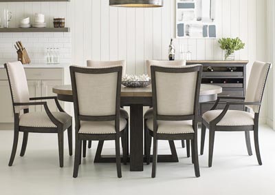 Plank Road Charcoal Oval Dining Set w/4 Side Chairs & 2 Arm Chairs