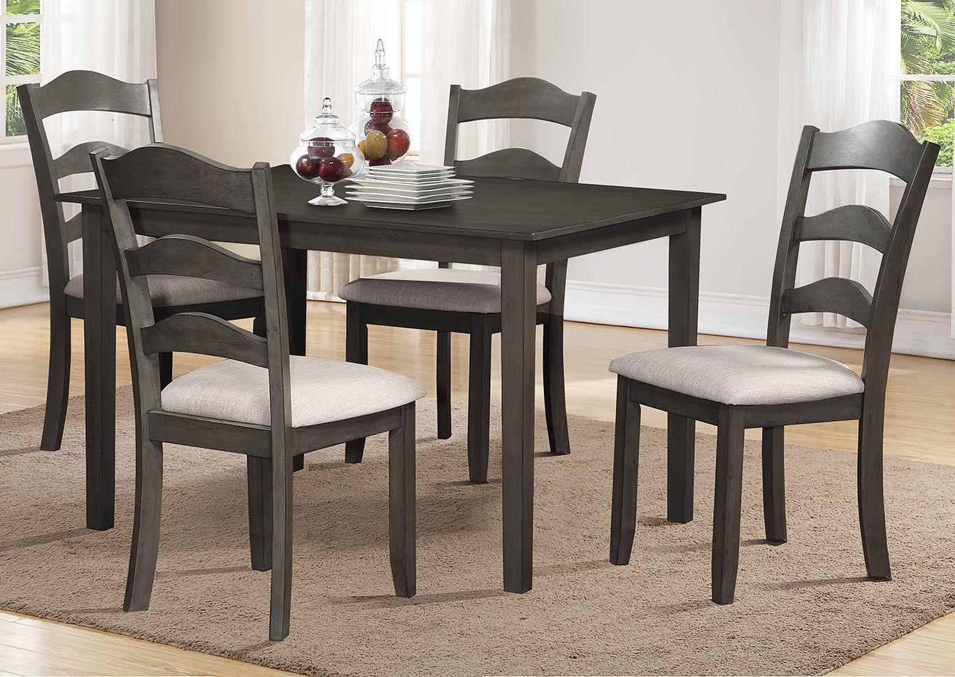 Grey 5Pc Dining Set Linen Seat,Kith