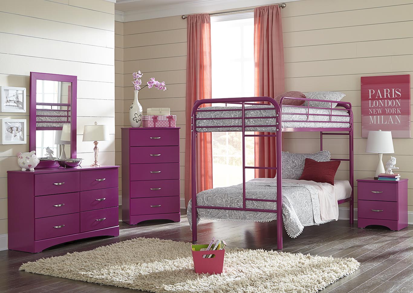 Metal Raspberry Twin/Twin Metal Bunkbed,Kith