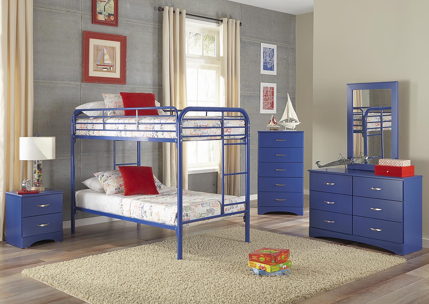 Metal Royal Blue Twin/Twin Metal Bunkbed,Kith