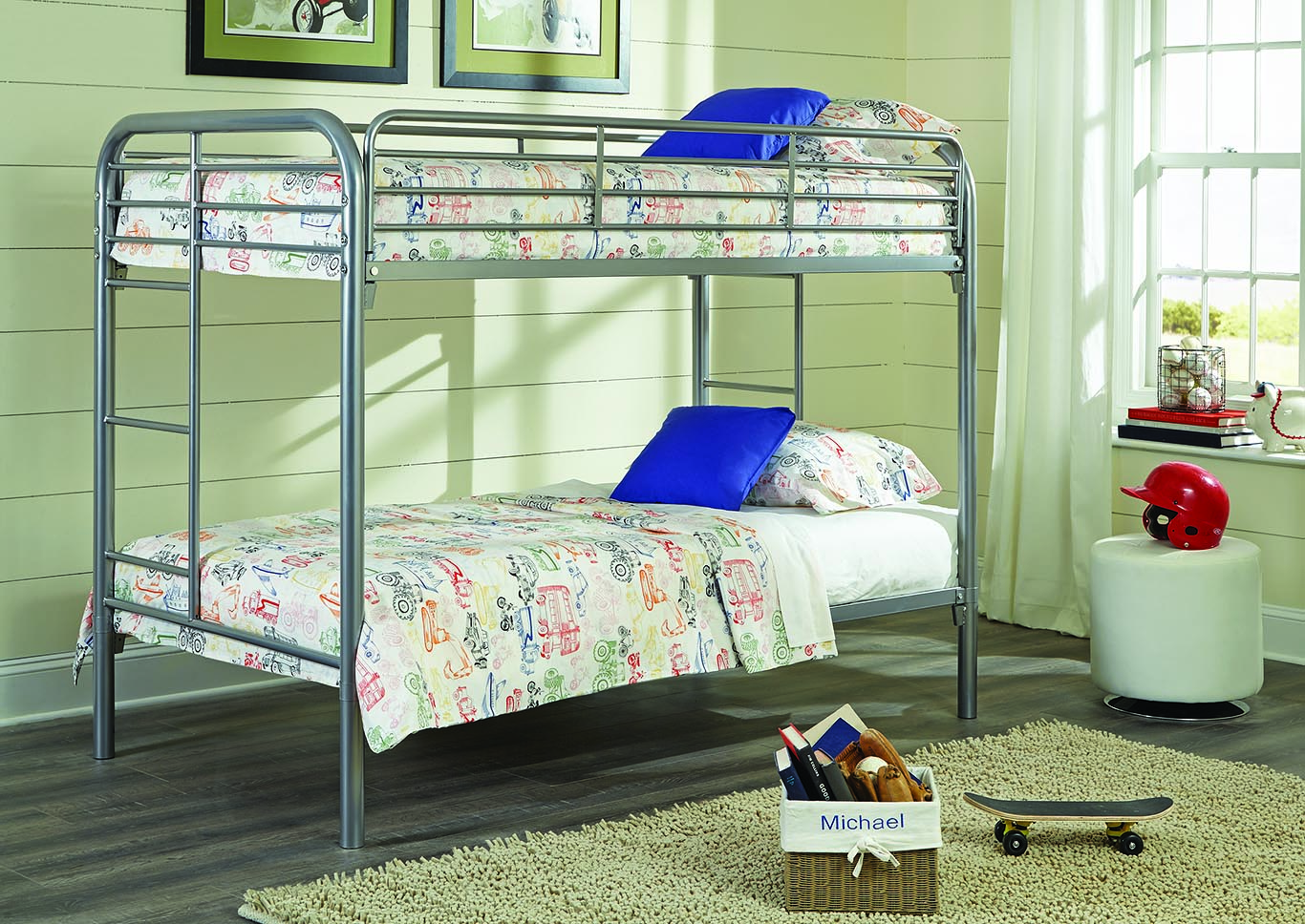 Metal Silver Twin/Twin Metal Bunkbed,Kith