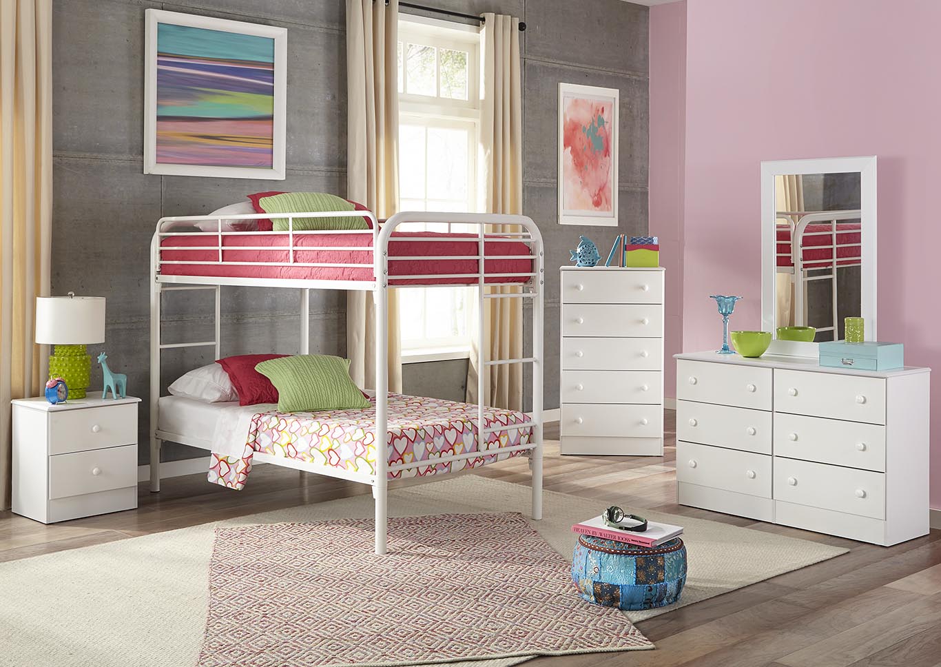 Metal White Twin/Twin Metal Bunkbed,Kith