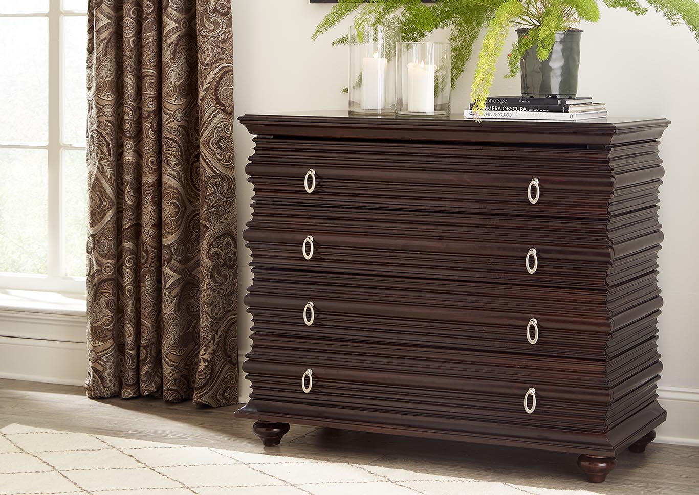 Exotic Walnut 4 Drawer Console,Kith