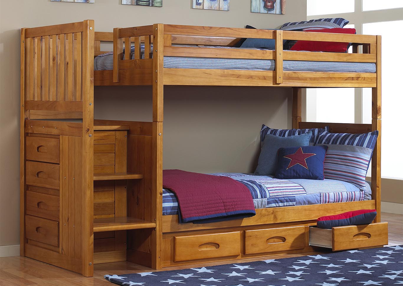 Bunkbeds Twin/Twin Staircase Bed,Kith