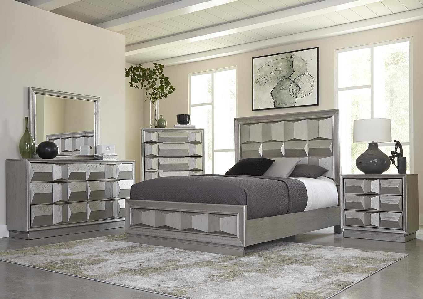 Matrix Silver Queen Panel Bed,Kith