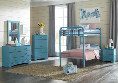 Image for Metal Turquoise Twin/Twin Metal Bunkbed