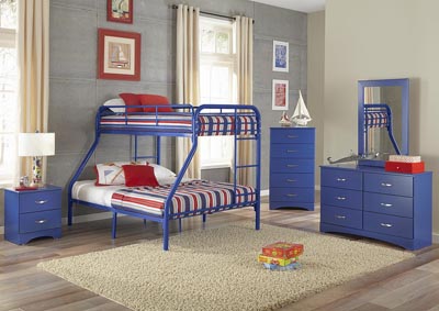 Image for Metal Royal Blue Twin/Full Metal Bunkbed