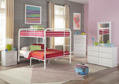 Image for Metal White Full/Full Metal Bunkbed