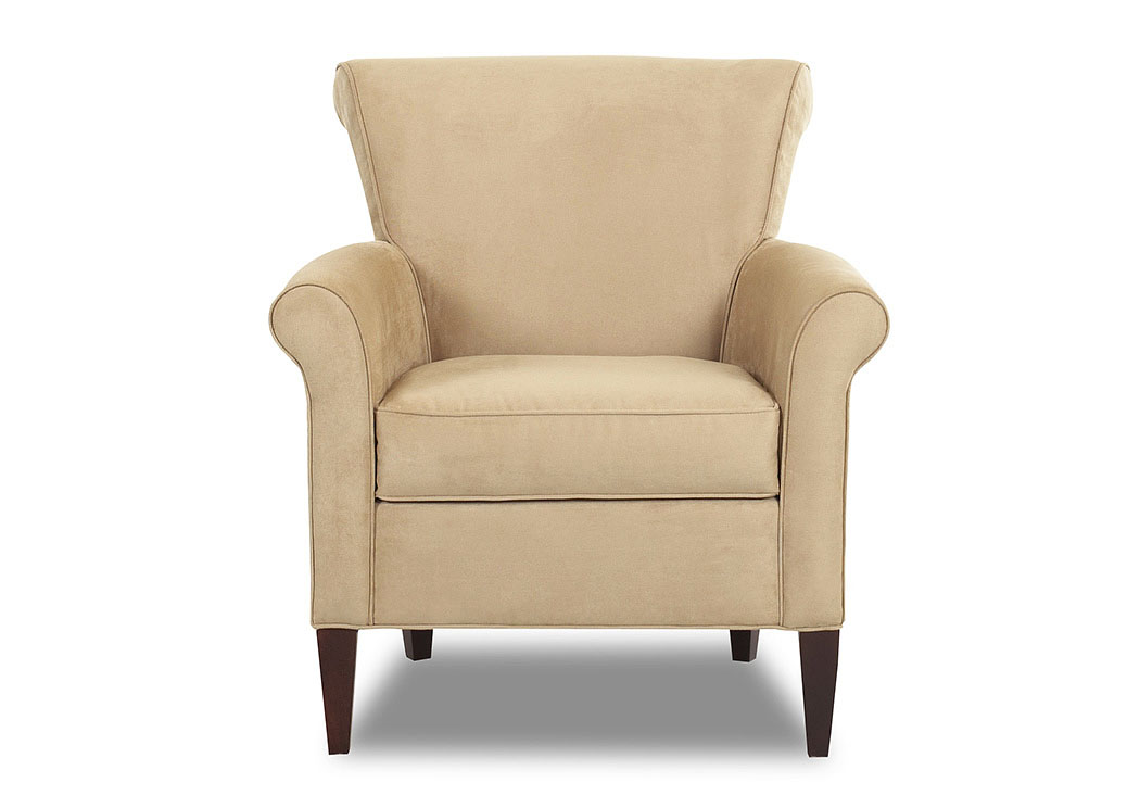 Louise Microsuede Camel Beige Stationary Fabric Chair,Klaussner Home Furnishings