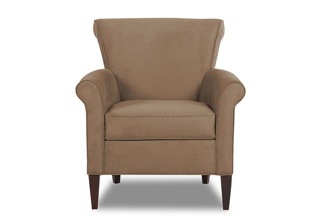 Louise Microsuede Dark Brown Stationary Fabric Chair,Klaussner Home Furnishings