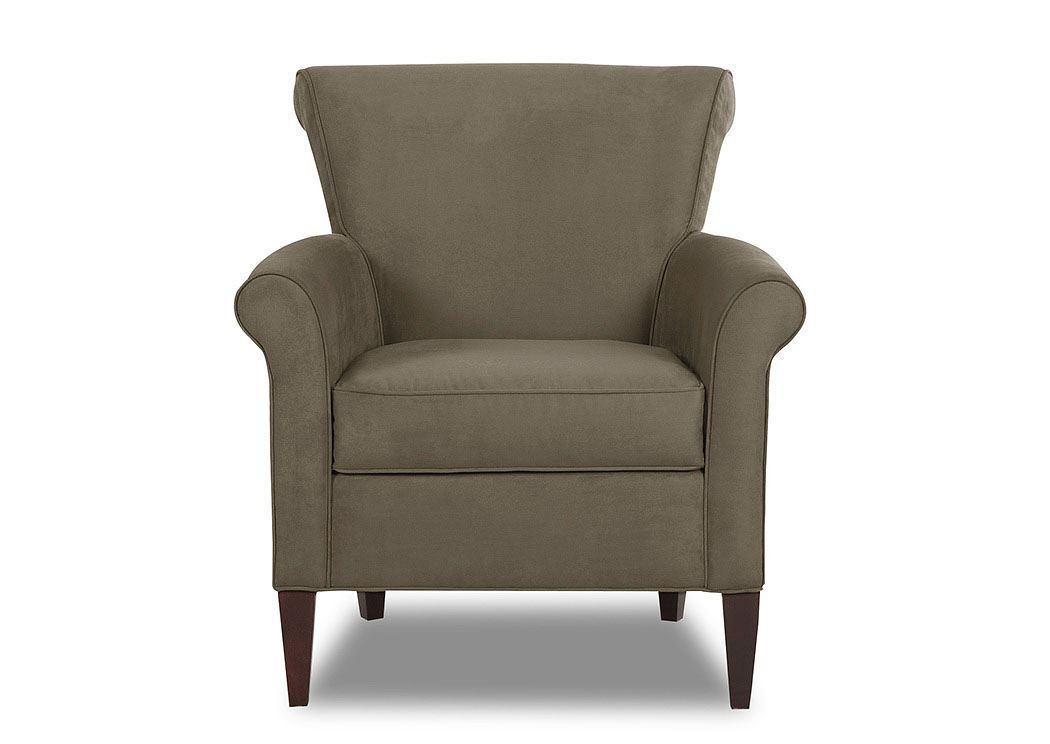 Louise Microsuede Thyme Brown Stationary Fabric Chair,Klaussner Home Furnishings