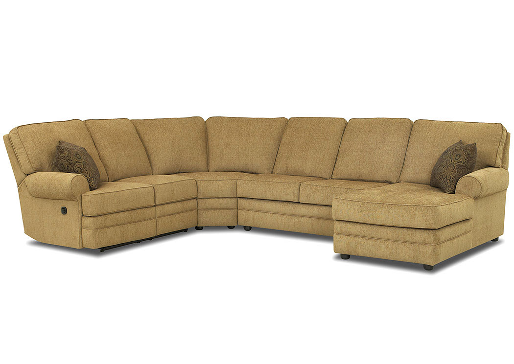 Belleview Walnut Reclining Fabric Sectional,Klaussner Home Furnishings