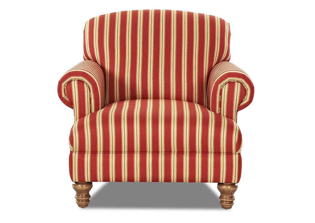 Bailey Red Striped Stationary Fabric Chair,Klaussner Home Furnishings