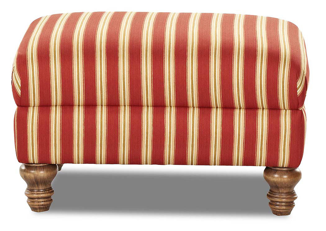 Bailey Red Striped Stationary Fabric Ottoman,Klaussner Home Furnishings