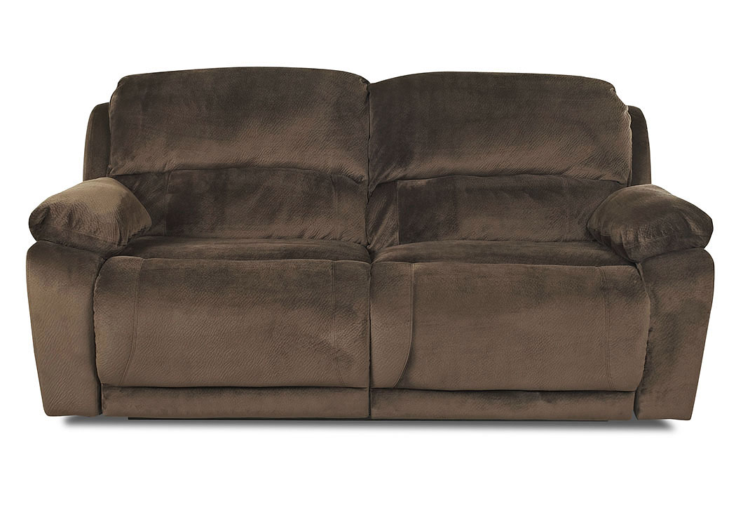 Charmed Challenger Chocolate Reclining Fabric Sofa,Klaussner Home Furnishings