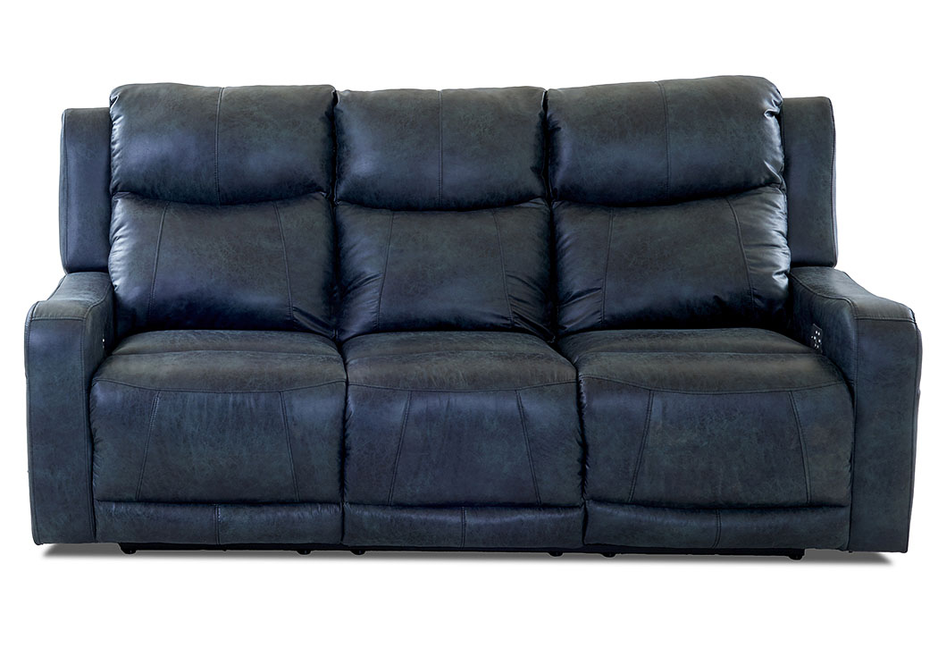 Barnett Bozeman Marine Blue Reclining Leather Sofa,Klaussner Home Furnishings