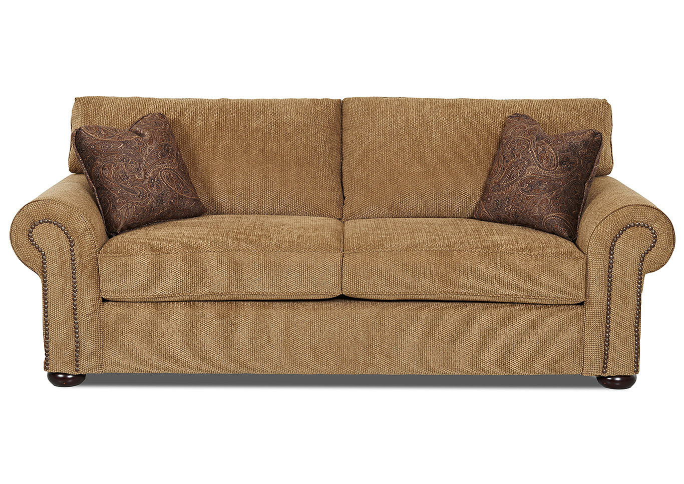 Sienna French Camel Stationary Fabric Sofa,Klaussner Home Furnishings