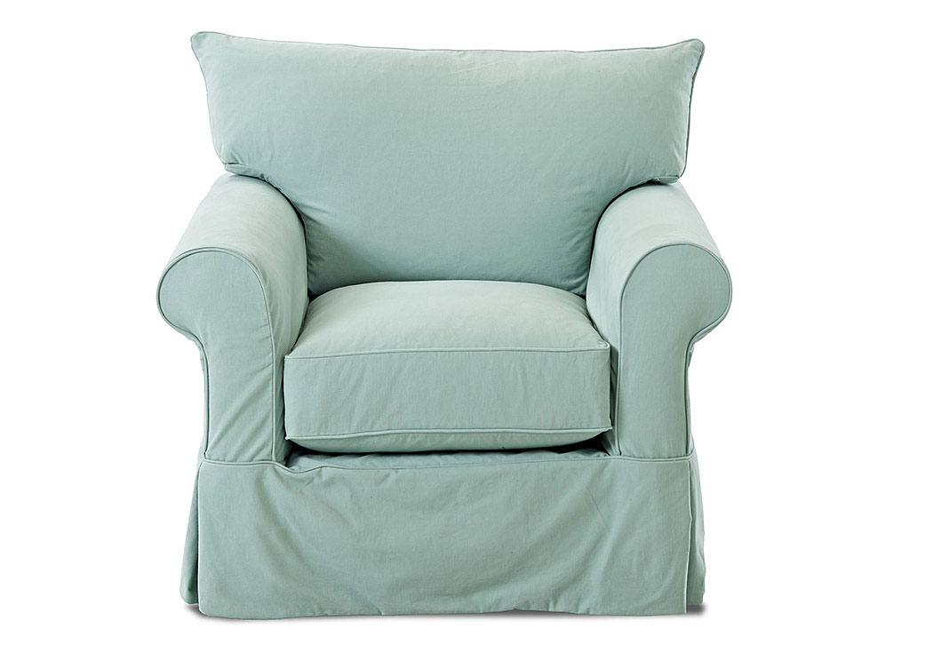 Jenny Bayou Spray Turquoise Stationary Fabric Chair,Klaussner Home Furnishings