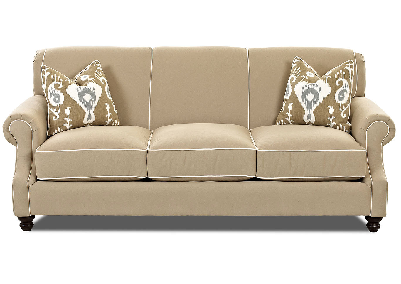 Fremont Classic Khaki Stationary Fabric Sofa,Klaussner Home Furnishings