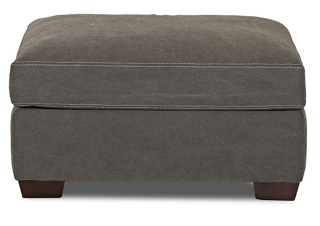 Homestead Tibby Pewter Gray Stationary Fabric Ottoman,Klaussner Home Furnishings