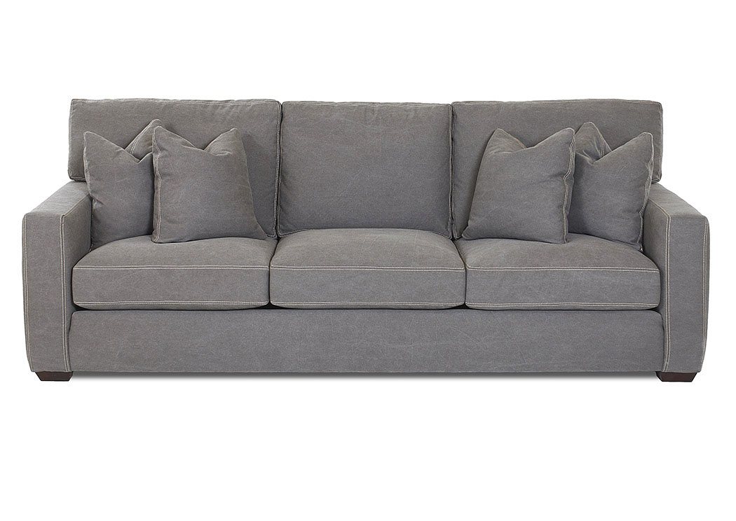 Homestead Tibby Pewter Gray Stationary Fabric Sofa,Klaussner Home Furnishings