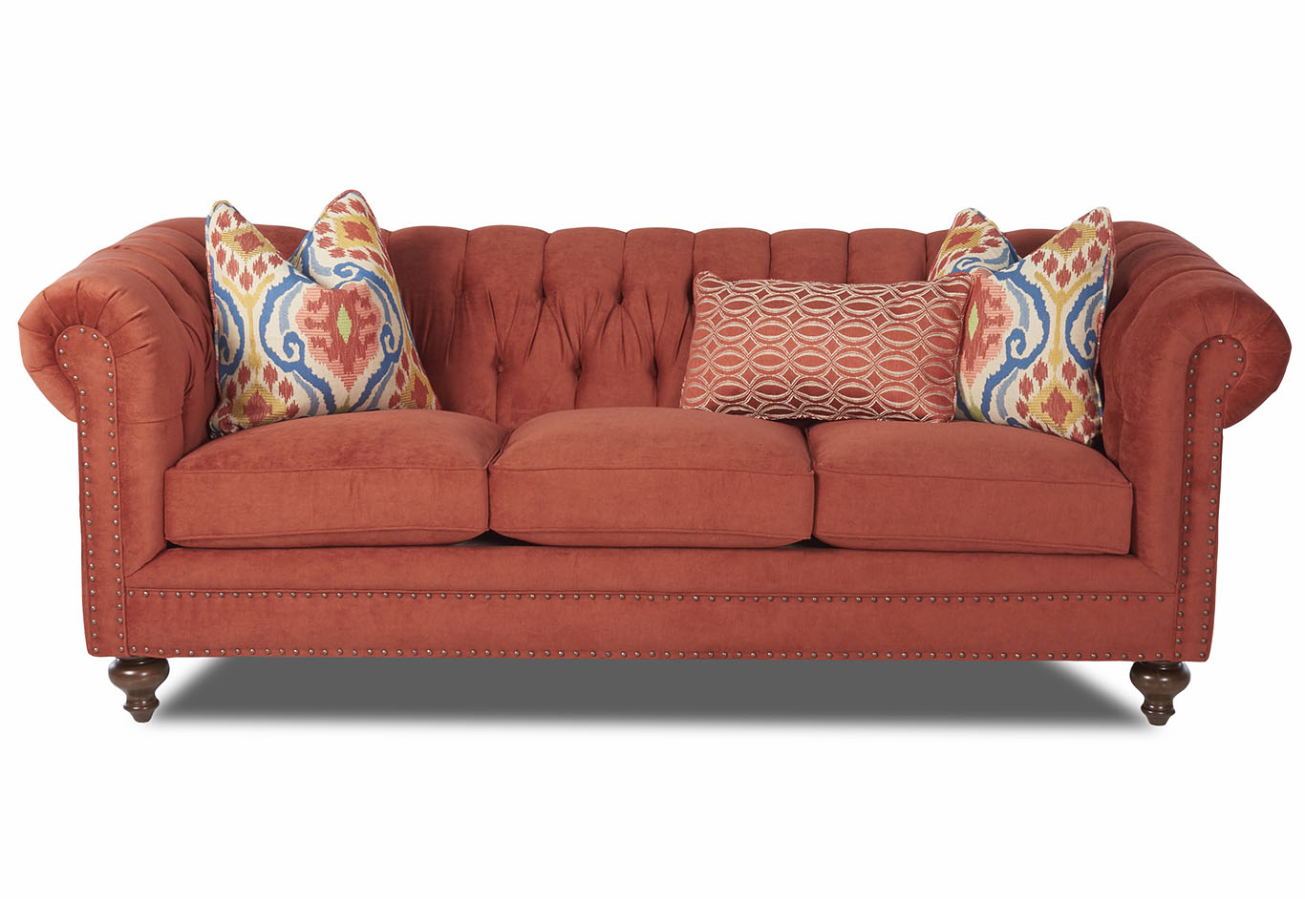Charlotte Paris Russet Stationary Fabric Sofa,Klaussner Home Furnishings