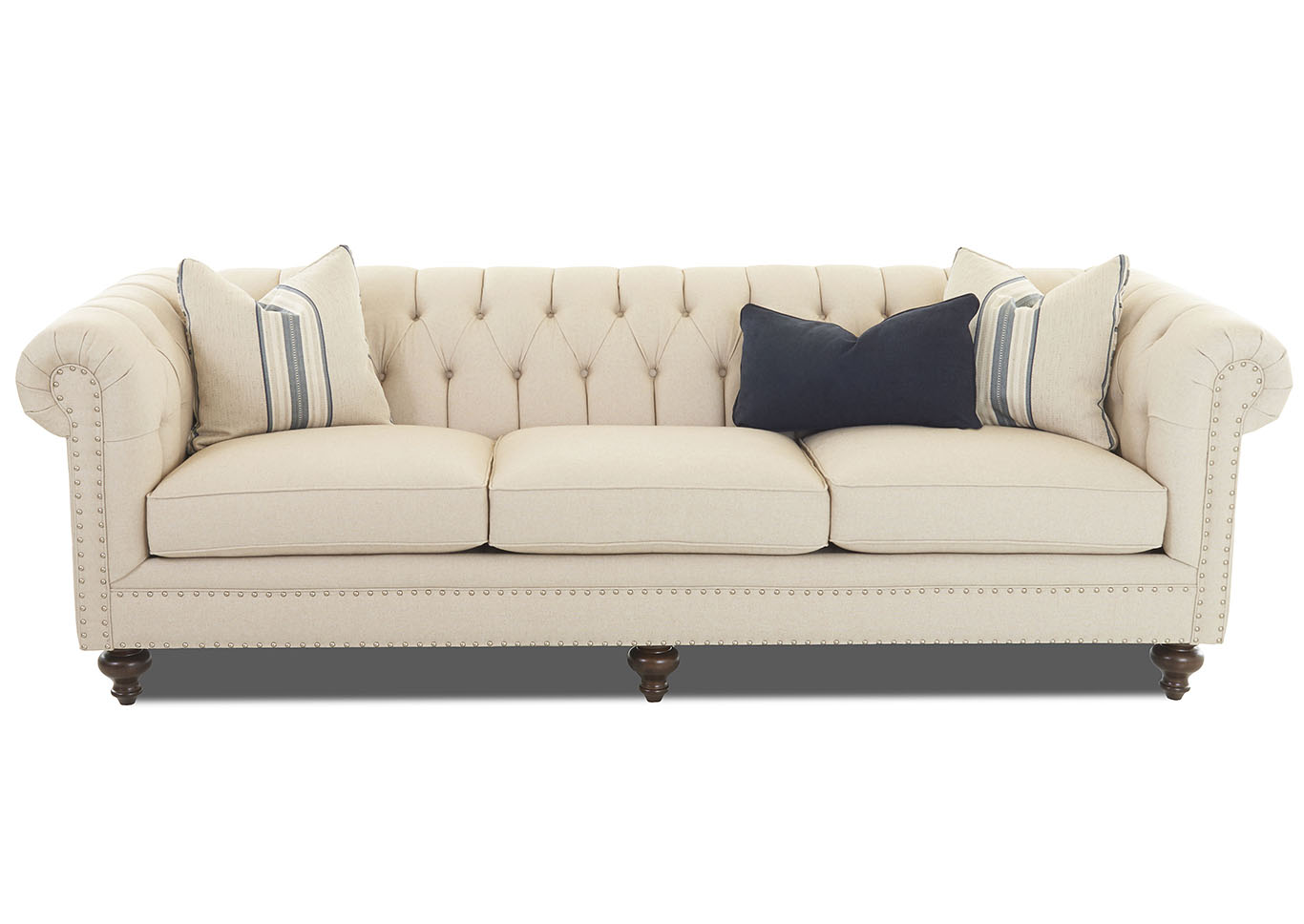 Charlotte Emma Beige Stationary Fabric Sofa,Klaussner Home Furnishings