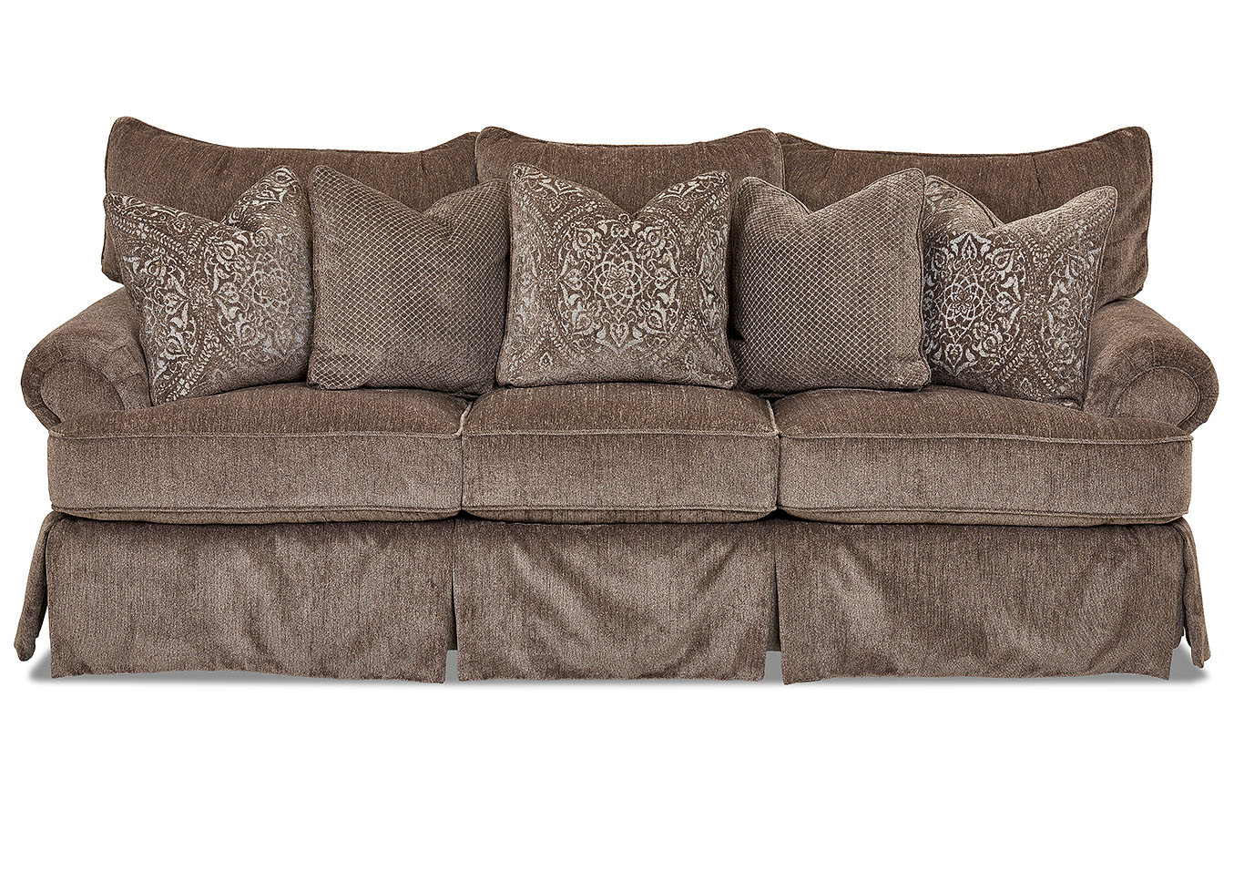 Audrey Dark Brown Stationary Fabric Sofa,Klaussner Home Furnishings