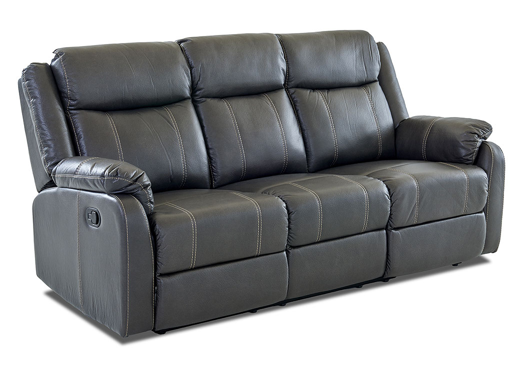 Domino Black Reclining Leather Sofa,Klaussner Home Furnishings
