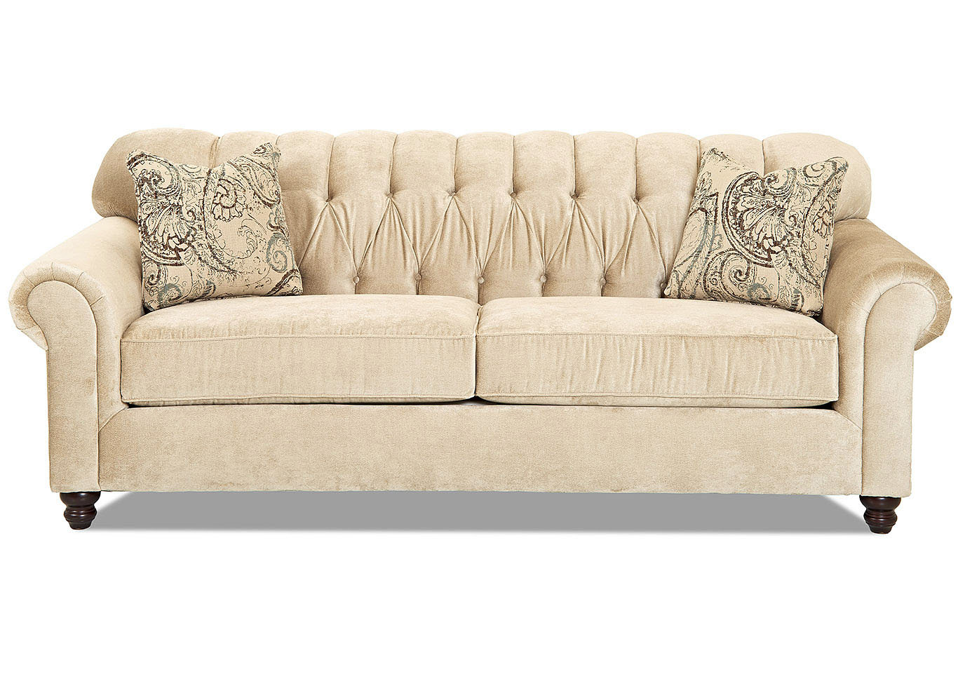 Sinclair Ecru Stationary Fabric Sofa,Klaussner Home Furnishings