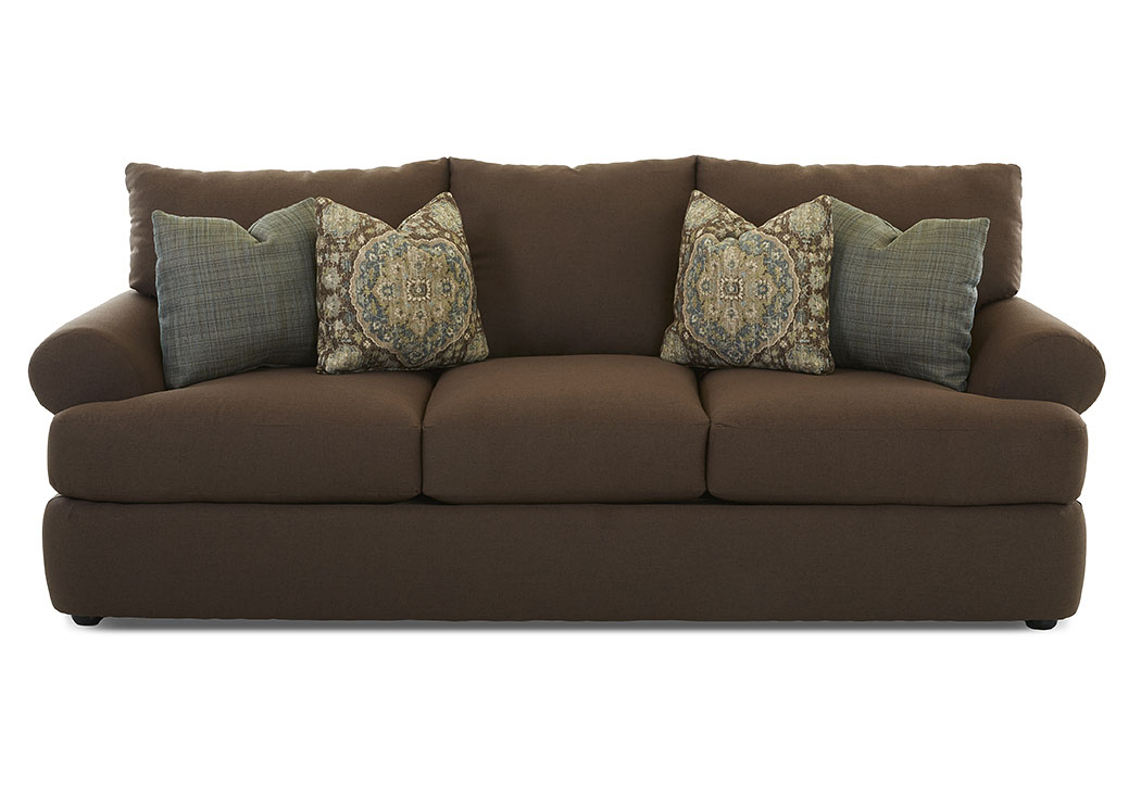 Cora Lucas Walnut Stationary Fabric Sofa,Klaussner Home Furnishings