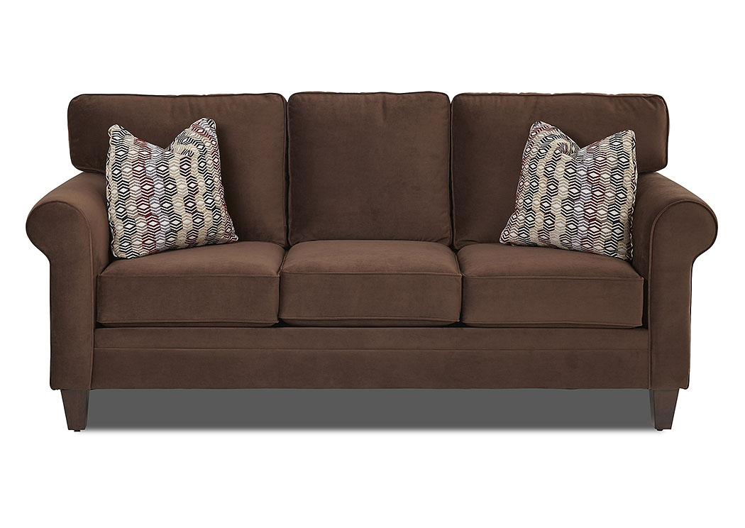 Gates Dark Brown Stationary Fabric Sofa,Klaussner Home Furnishings