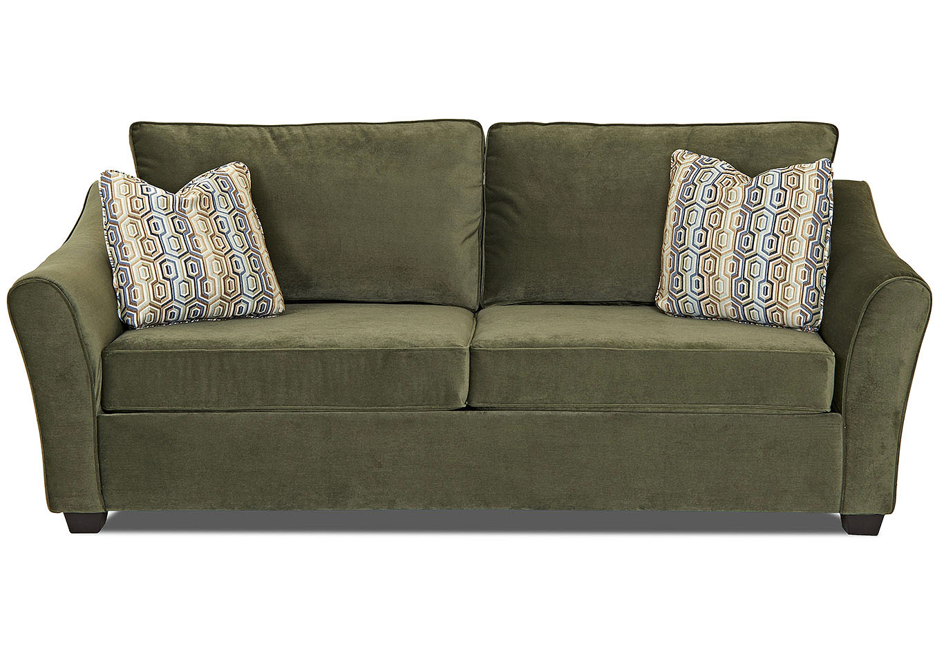 Linville Moss Green Stationary Fabric Sofa,Klaussner Home Furnishings