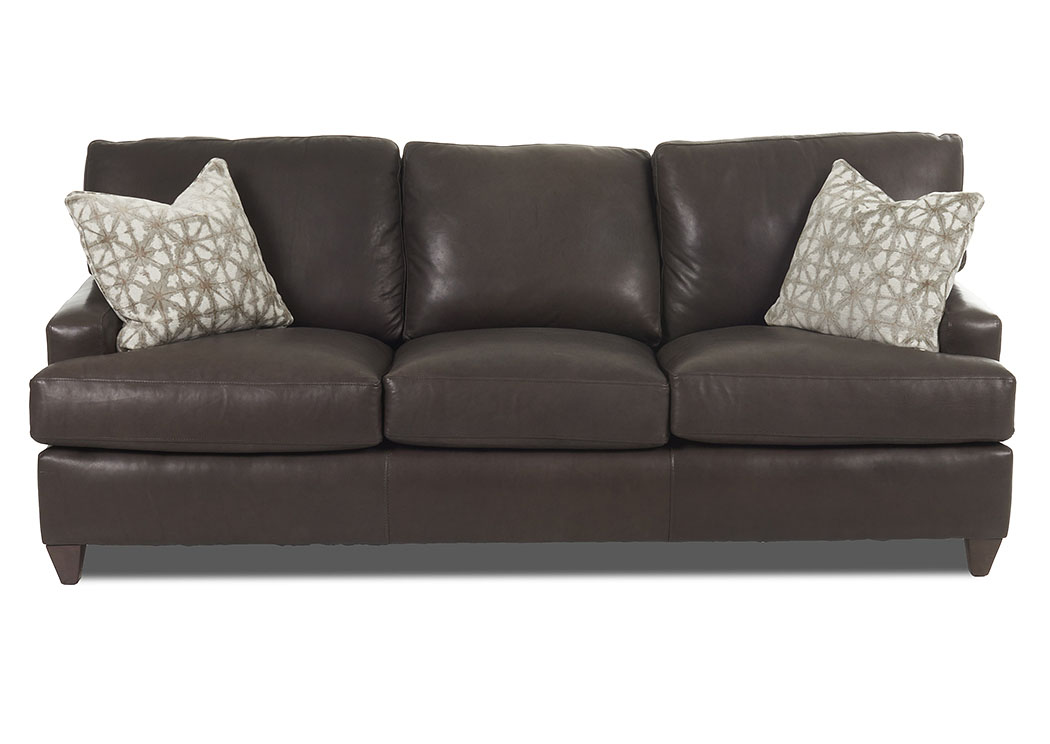 Cassio Wild Bark Leather Stationary Sofa,Klaussner Home Furnishings