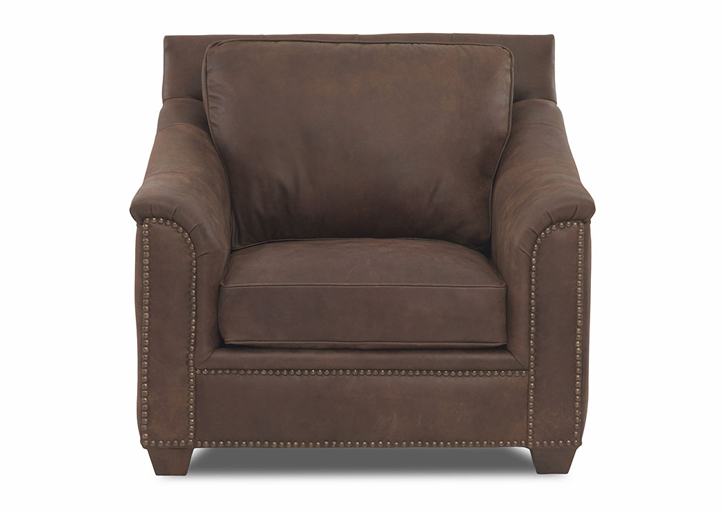 Wilkesboro Stallone Bark Brown Leather Chair,Klaussner Home Furnishings