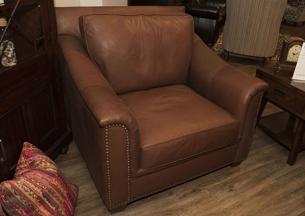 Wilkesboro Wild Nutmeg Brown Leather, Klaussner Leather Chair