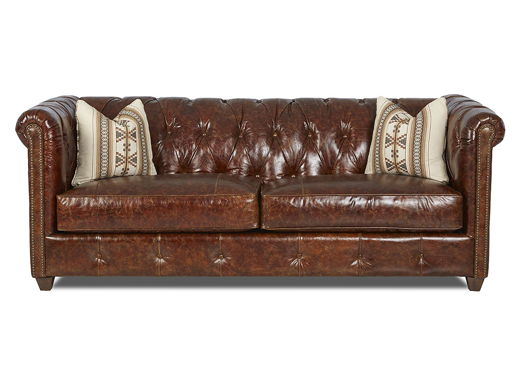 Beech Mountain El Dorado Whiskey Leather Stationary Sofa,Klaussner Home Furnishings